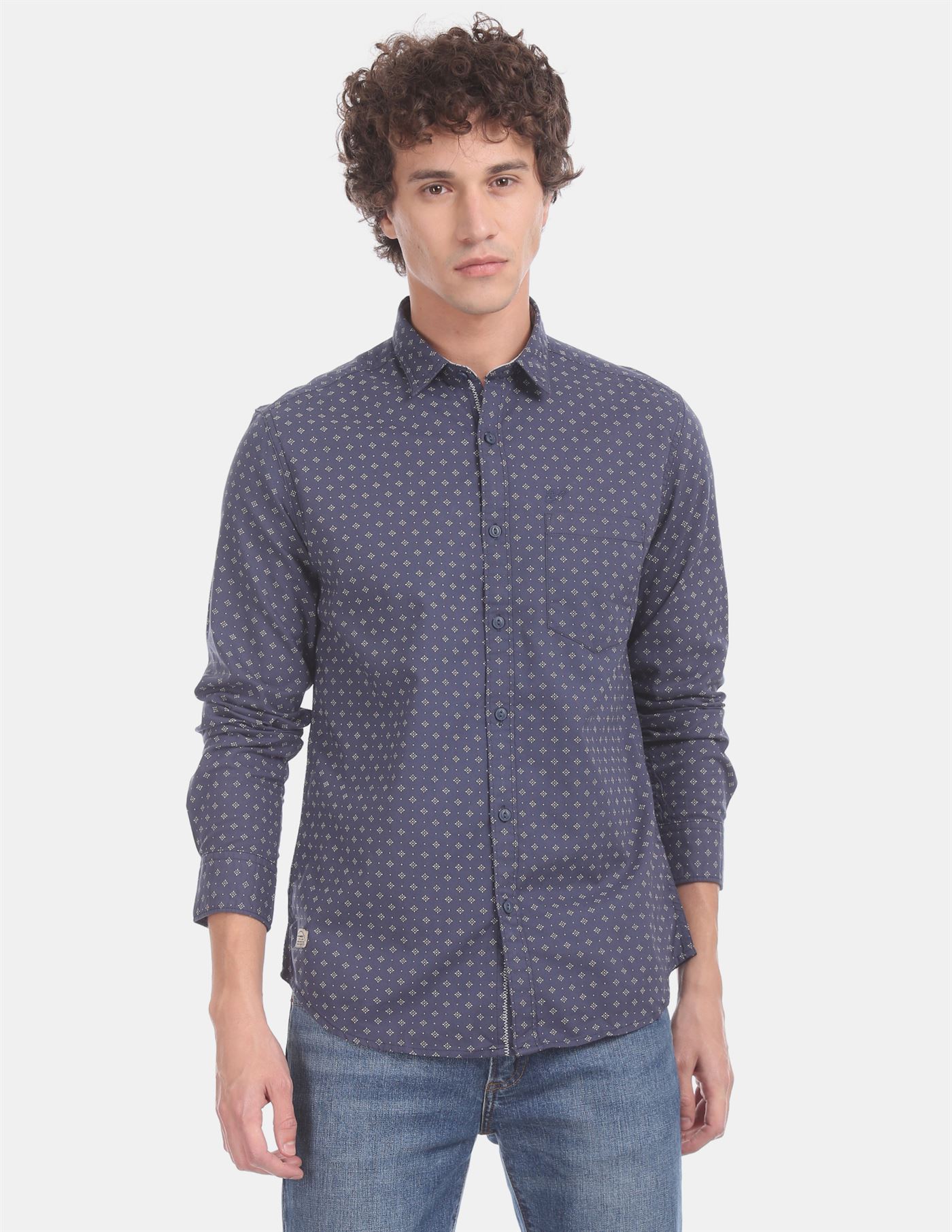 Ed Hardy Men Casual Wear Blue Shirt